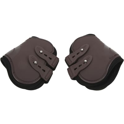 2 pièces Bottes de membre postérieur de cheval Coque PU Néoprène réglable Protection de jambe de cheval pour spectacle équestre Sports à grande vitesse Marron Postérieur Large 35.83x15.75in gray