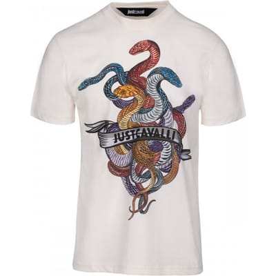 Just Cavalli heren t-shirt nieuw slangenhart - Maat: L white
