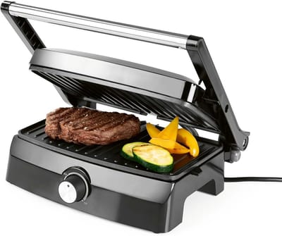 Contactgrill - Elektrische grill - Vetarm eten - Traploos instelbaar - 23 x 14.5 cm - Transparant
