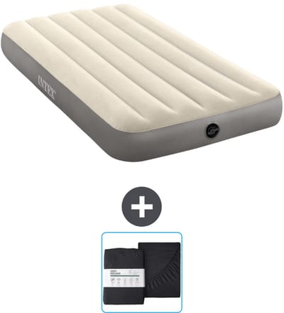Intex Luchtbed - 1-Persoons - 99 x 191 x 25 cm - Beige - Inclusief en Hoeslaken