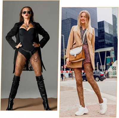Dames Panty met Bloemenpatroon en Kanten Details, Elegante Visnet Tights voor een Chic Uiterlijk