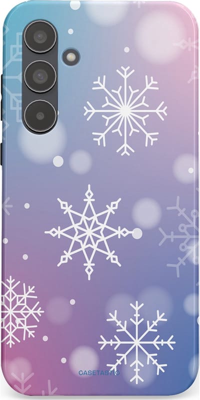 Casetastic hoesje geschikt voor Samsung Galaxy A55 - Dubbellaagse bescherming - Snowy Winter Gloed - Fashion Case - Lila Lichtgrijs Lichtblauw Lichtroze