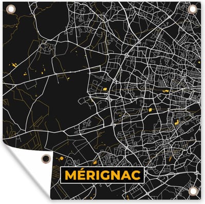 Tuin poster Kaart – Stadskaart – Mérignac - Plattegrond – Frankrijk - 200x200 cm - Tuindoek