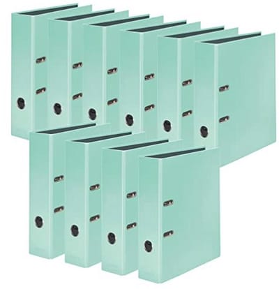 10 stuks Pastellkleurige Ordners voor DIN A4 - Mint Groen - 8 cm Breed