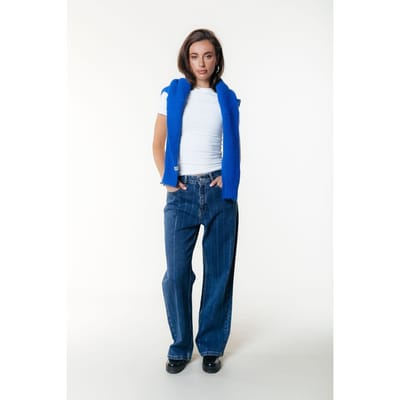 Colourful Rebel Gaias Rhinestones High Rise Wide Leg Denim Pants Dark Blue D Size: XXS | Wide-Leg & Flared Pants Outlet | Dames | Blauw