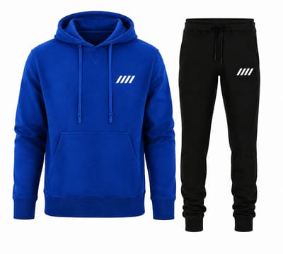 Trainingspak Heren – Hoodie met Capuchon & Sportbroek – Katoen – Joggingpak Heren - Blauw - XS