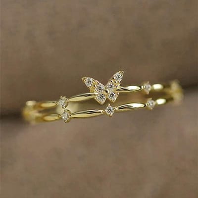 Huitan Vlinder Ringen Nieuw Ontworpen Verfijnde Vinger Accessoires voor Vrouwen Frisse Stijl Bruids Trouwringen Statement Sieraden 10 beige