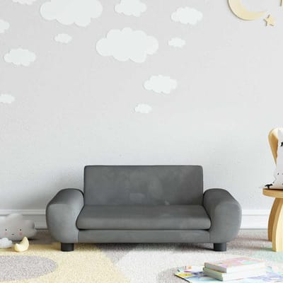 vidaXL - Kinderbank - 70x45x33 - cm - fluweel - donkergrijs