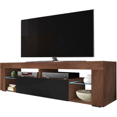Selsey - Bianko - TV-meubel - 140 cm - Mat notenhout / Zwart glans