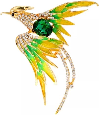Zelto -Broche-Phoenix-Broches-Dames Broche-Heren Broche-Sierpen-Speld-Pin-Sieraden-Groene Vogel-Broche Boetiek-Bird- Groen- Vogel- Strass- Bling