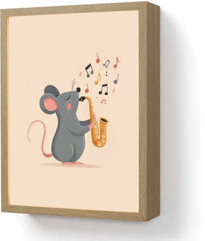 Nachtlampje 30x40 cm - Kinder lamp - Muis - Saxofoon - Muzieknoten - Tafellamp kinderkamer draadloos - Slaapkamer lampje - Bedlamp kinderen - Kinderlampje - Wandlamp babykamer - Nachtlampjes