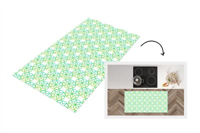 Keukenloper - Loper keuken - Groen - Sterren - Patronen - Cirkel - 120x60 cm - Keukenloper vinyl