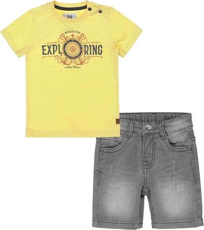 Koko Noko - DJ Dutchjeans - Kledingset - 2delig - Broek Grey Jeans - Shirt Yellow - Maat 128