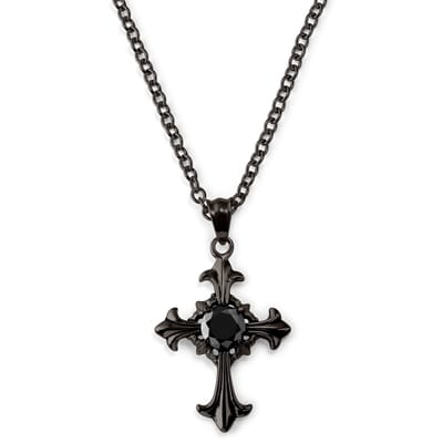 Gunmetalkleurige Gotische Kruisketting