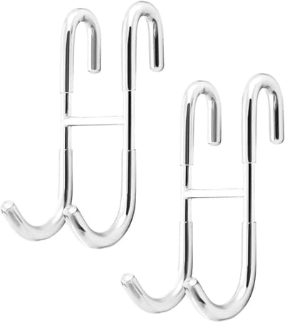 2 Pcs Rvs Douche Deur Haken S Vormige Uitgebreide Handdoek Hanger Badkamer Dubbele Haken Voor Badkamer Glazen Deur