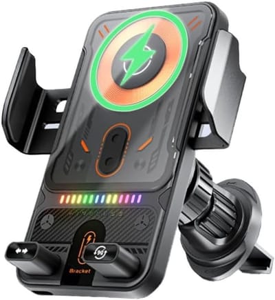 Telefoonhouders Auto met Draadloze Oplader 15W - Smart Sensor Auto Telefoonhouder - One-Touch Rotating Automatisch openen en sluiten Draadloos - Ventilatierooster, Raam, Dashboard - Autolader - GSM houder auto