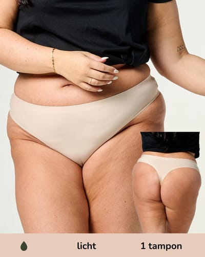 Moodies menstruatie ondergoed - Lasercut String - licht kruisje - maat XL - Beige