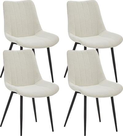 Colenis® - Verta Eetkamerstoelen - Set Van 4 - Wit - Bouclé stof - Industrieel - Stoelen