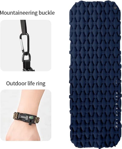 Slaapmat Campingmat Luchtmatras Ultralichte slaapmat met kleine verpakkingsgrootte voor buiten wandelen Backpacken Kamperen (Marine 1 persoon)