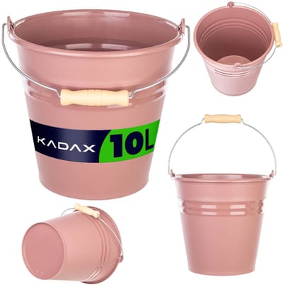 KADAX huishoudemmer 10 liter, voedselveilige kunststof emmer, tuinemmer met ergonomisch metalen handvat, kunststof emmer, schoonmaakemmer voor huishoudelijk gebruik (roze)