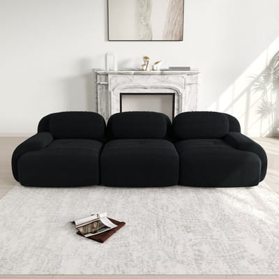 3-zitsbank - corduroy - frameloze sofa - modulaire combinatie - antislip - ergonomische armleuningen - zwart