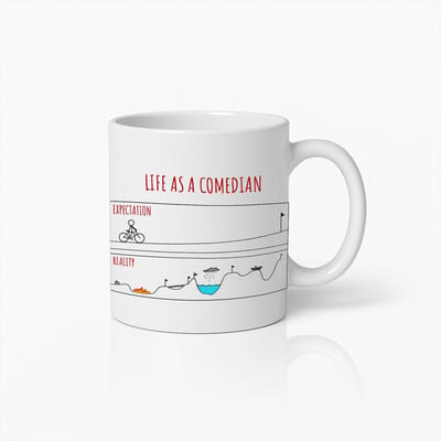 330ml Leven als Komiek Grappige Verwachting vs Realiteit Koffiemok – Humoristisch Cadeau voor Komieken en Lachliefhebbers