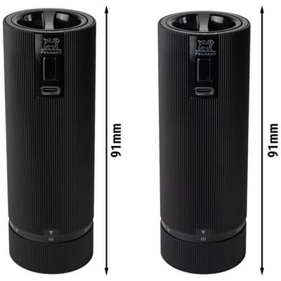 (6 stuks) PEUGEOT NIGHT Electric Line - u'select - peper & zoutmolen - elektrisch - zwart mat - hoogte: 150mm