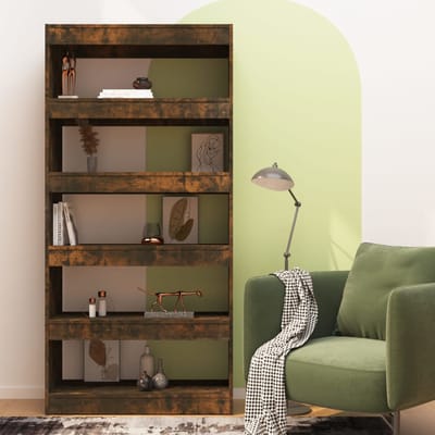 vidaXL - Boekenkast/kamerscherm - 80x30x166 - cm - spaanplaat - gerookt - eiken