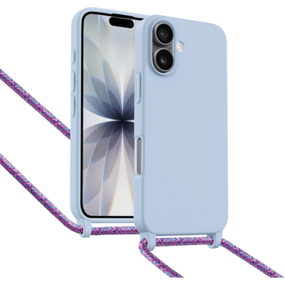 ShieldCase Hoesje met telefoonkoord (paars) geschikt voor iPhone 17 - Telefoonhoesje met koord - Beschermende case - Slanke cover