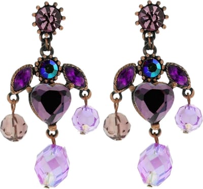 Behave - paarse oorstekers met hart - retro chic - avondaccessoire