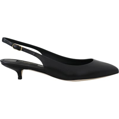 Dolce & Gabbana Zwarte Leren Slingback Hakken Pumps Schoenen