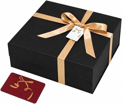 SnelShoppen - Grote zwarte geschenkdoos met deksel, opvouwbare luxe geschenkverpakking, 33,5 x 30 x 12,5 cm, glanzende afwerking, magnetische sluiting