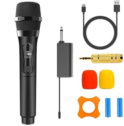 carmdering - Draadloze Microfoon - UHF Microfoon - Karaoke Microfoon - 50m bereik, DSP ruisonderdrukking - Oplaadbaar (1000 mAh), 10+ uur gebruik - Enkelvoudige richtmicrofoon, helder stemgeluid - Perfect voor kerk, bruiloft, zang en presentatie
