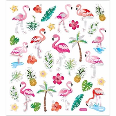 Flamingo stickervel met 37 gekleurde stickers