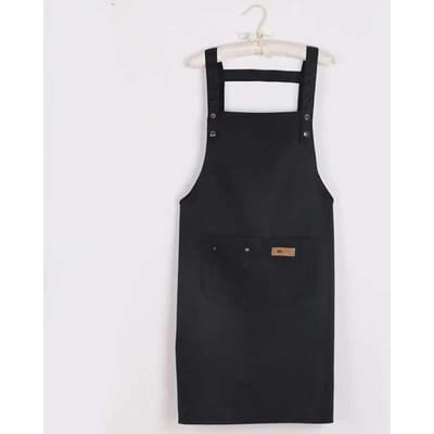 Mode Canvas Keukenschorten Voor Vrouw Man Chef Werk Schort Voor Grill Restaurant Bar Winkel Cafés Schoonheid Nagels Studio's Uniform zwart