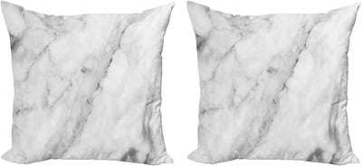 ABAKUHAUS Marmeren Kussenhoezenset (2 stuks), Granietmotief, 45 cm, Grijs/Stofwit