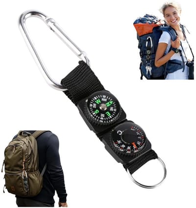 1 stuk - Mini Kompas - Kompas - Survival 3-in-1 Kompas - Compass - Draagbare Kompas - Draagbare outdoor kampeergesp - Kompas en thermometer sleutelhanger - Survival - Kamperen