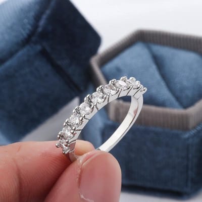 Europese en Amerikaanse 18K Gouden Bruiloft Diamant Ring Groep Set Ingelegd Bruiloft Diamant Ring Eenvoudig Vrouwen No. 10 gray