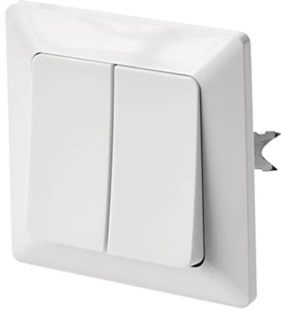 Dubbele Lichtschakelaar Wit Glanzend - 250 V/10 AX - Kunststof - Geschikt voor Binnen - IP20