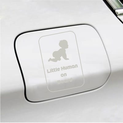 Bumpersticker - Little Human On Board - 15 X 10 - Zilver