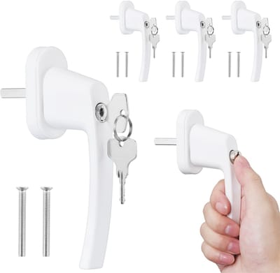 Unyqoos® Set van vier afsluitbare raamgrepen met knop en sleutel voor extra veiligheid