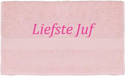 Handdoek - Liefste Juf - 100x50cm - Roze