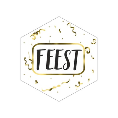 Trendy Sluitstickers - Rol 250 Stuks - "Feest" - Etiketten - Sluitzegels