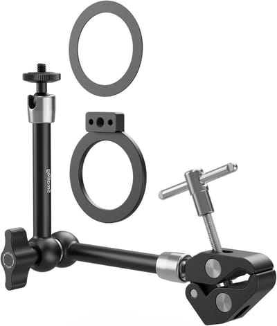 Magic Arm Klem met 1/4" Schroef, Telefoonhouder voor MagSafe en Magnetische Adapterring, 11 Inch Geïntegreerde Magic Arm voor Smartphone, Actioncams en Verlichting - Perfect voor Fotografie en Videoproductie