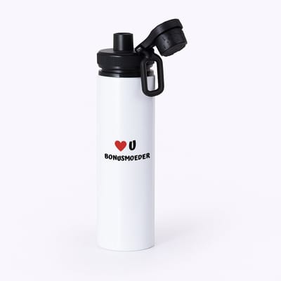 Hacebo® - love u bonusmoeder waterfles met draaidop zwart - Mama - de liefste bonusmoeder - Moeder cadeautjes - moederdag - verjaardag - geschenk - kado - water fles - 850ML