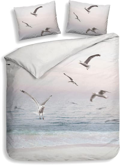 Heckettlane Dekbedovertrek Esma - Dekbed met instopstrook - Multi - Dekbedovertrek van 100% Katoen-Satijn - Zee - 260x200-220 cm + 2 slopen 60/70 cm - Zakynthos
