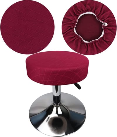 Ronde Krukhoezen voor Barstoelen - Elastisch, Kreukvrij en Wasbaar - Bescherming tegen Stof en Vlekken (Diameter 30-40 cm, Bordeaux)