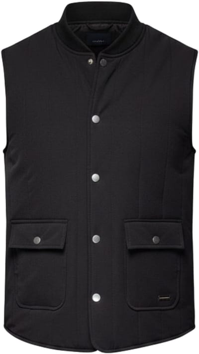 OMBRE Gilet - Regular Fit - Drukknopen - Effen Zwart S/M