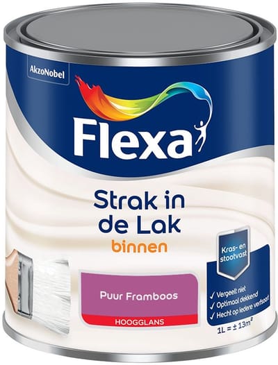 Flexa - Strak In De Lak Binnenlak Hoogglans - Puur Framboos - Mengverf - 1 L