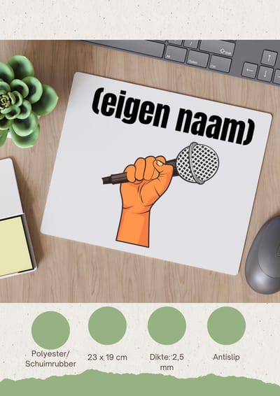 Akyol - microfoon met hand met eigen naam Muismat - Microfoon - muziek liefhebbers - iemand die houdt van muziek - verjaardag - cadeau - kado - 23 bij 19 cm